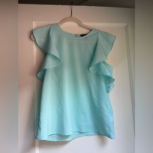 Banana Republic Light Blue Ruffled Sleeveless Blouse